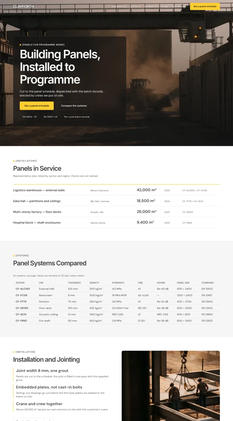 Clayforth Panels 首页预览