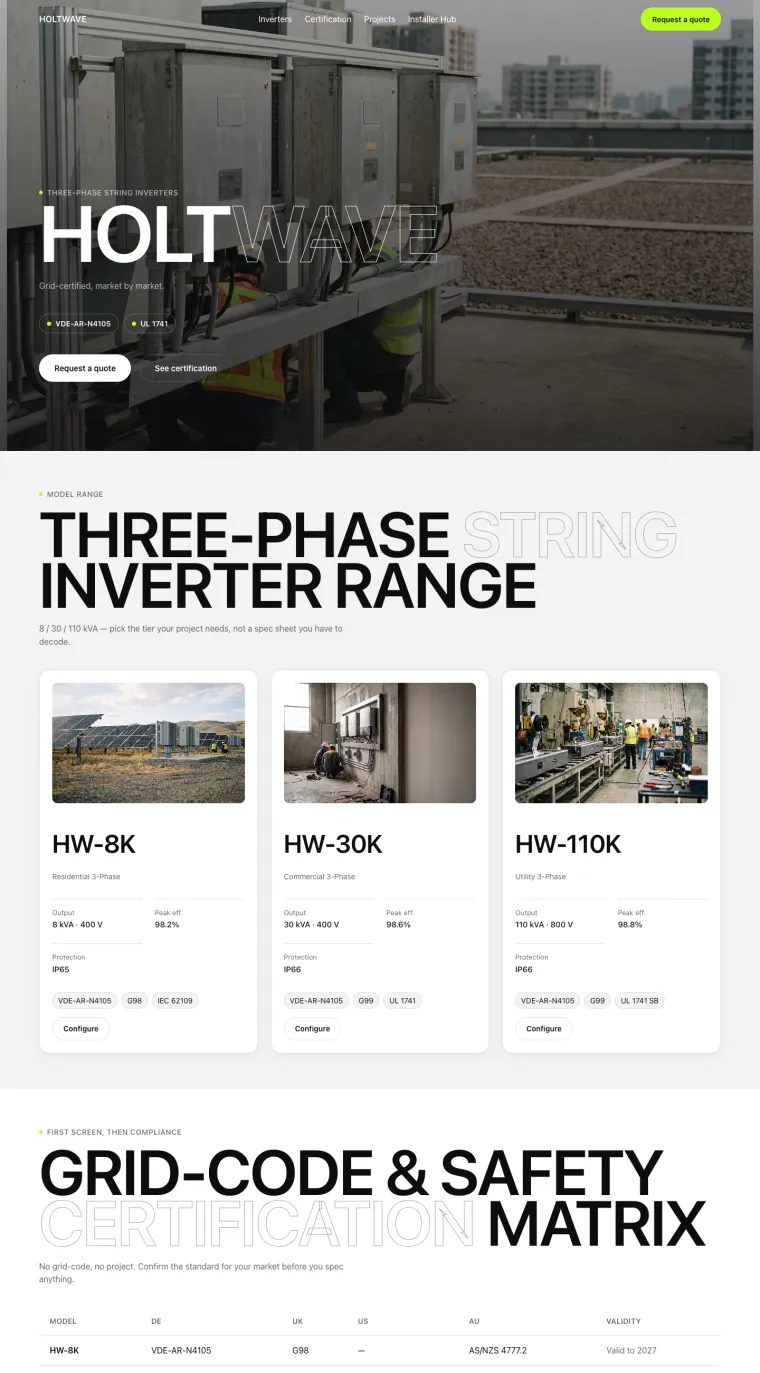 Holtwave Inverters 首页预览